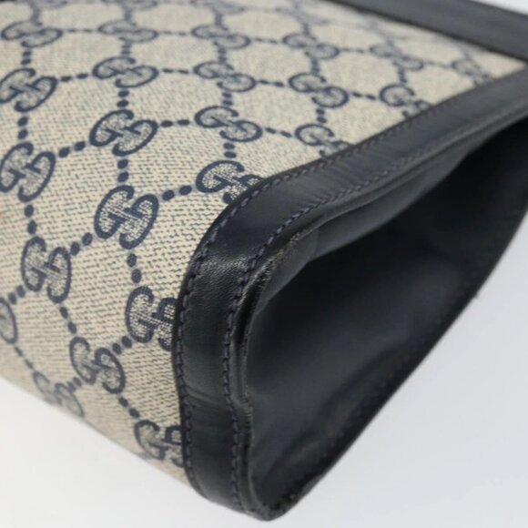 GUCCI GG Supreme Sherry Line Clutch Bag PVC Navy Red Auth 144387 - Picture 16 of 16